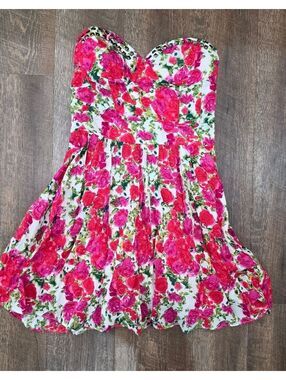 Angie Strapless Sweetheart Floral Stud Mini Dress - NWOT - S